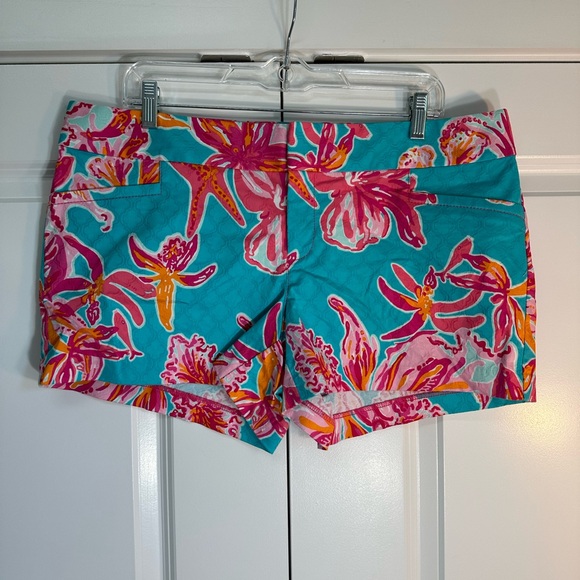 Lilly Pulitzer Pants - Lilly Pulitzer Blue Pink Orange Shorts Vibrant Size 14